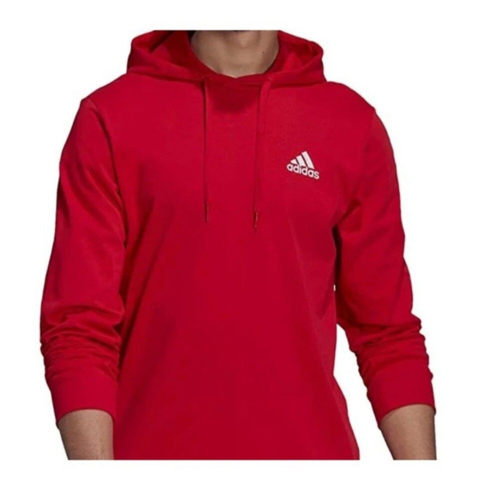 adidas Men's Small Logo Single Jersey Hoodie Red XL NWT
